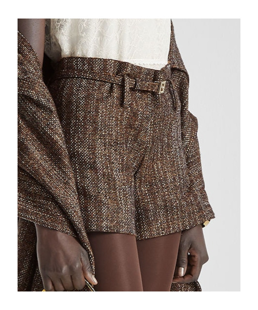 Fendi Women Alpaca And Wool Shorts In Brown