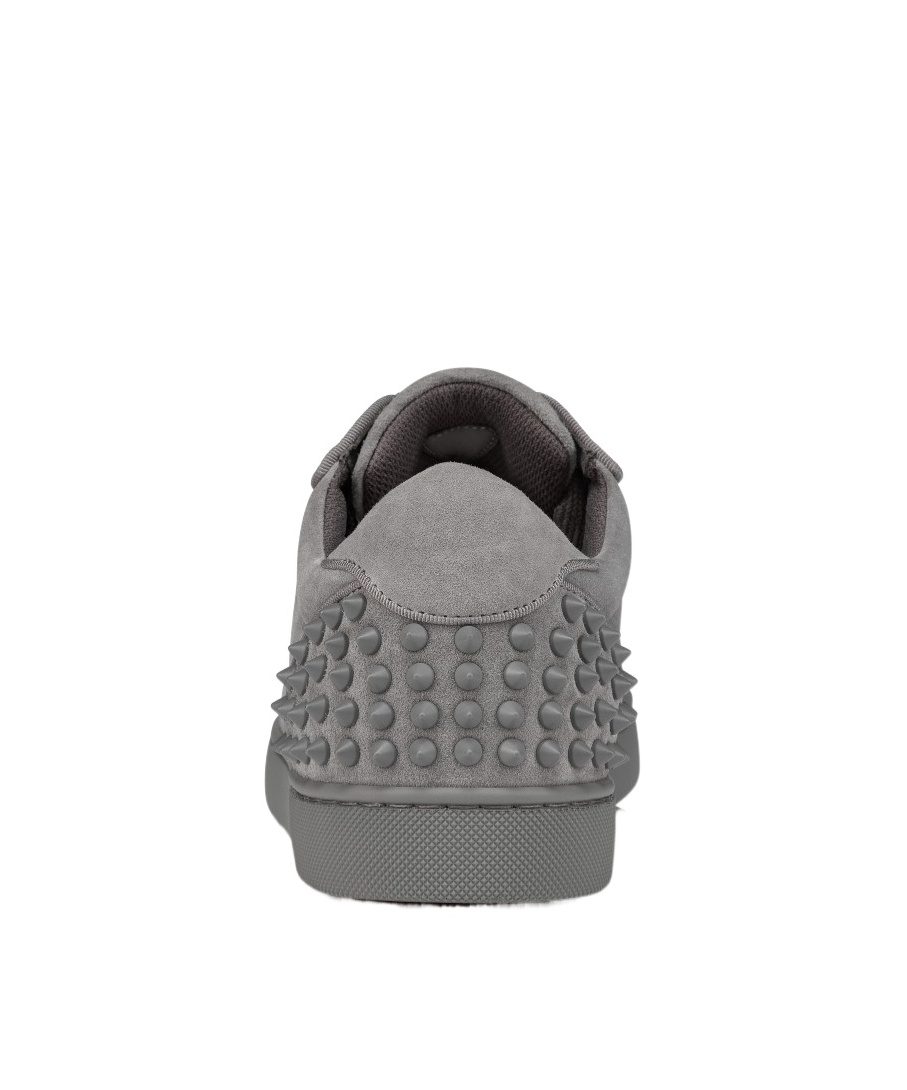 Christian Louboutin Mens Seavaste 2 Orlato Studded Suede Low-top Trainers Smoke Grey In Gray