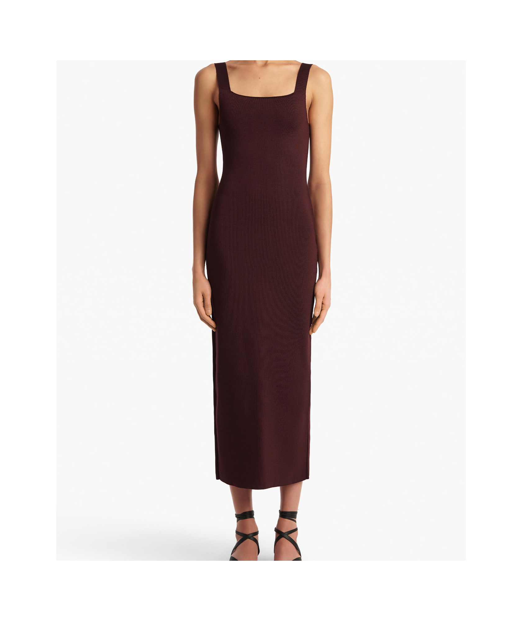 Khaite Womens Almandine Dixi Square-neck Knitted Maxi Dress Xs In Burgundy