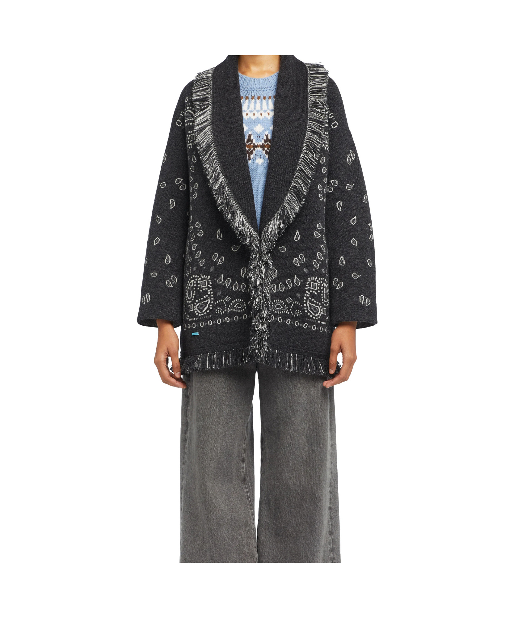 Alanui Bandana Jacquard Cardigan In Black