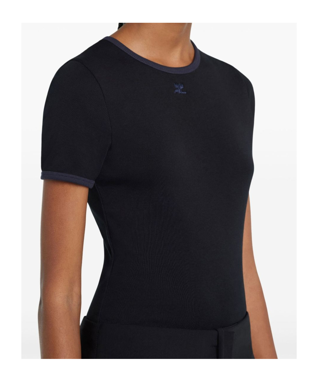 Shop Courrèges Short Sleeve T-shirt In Navy Blue