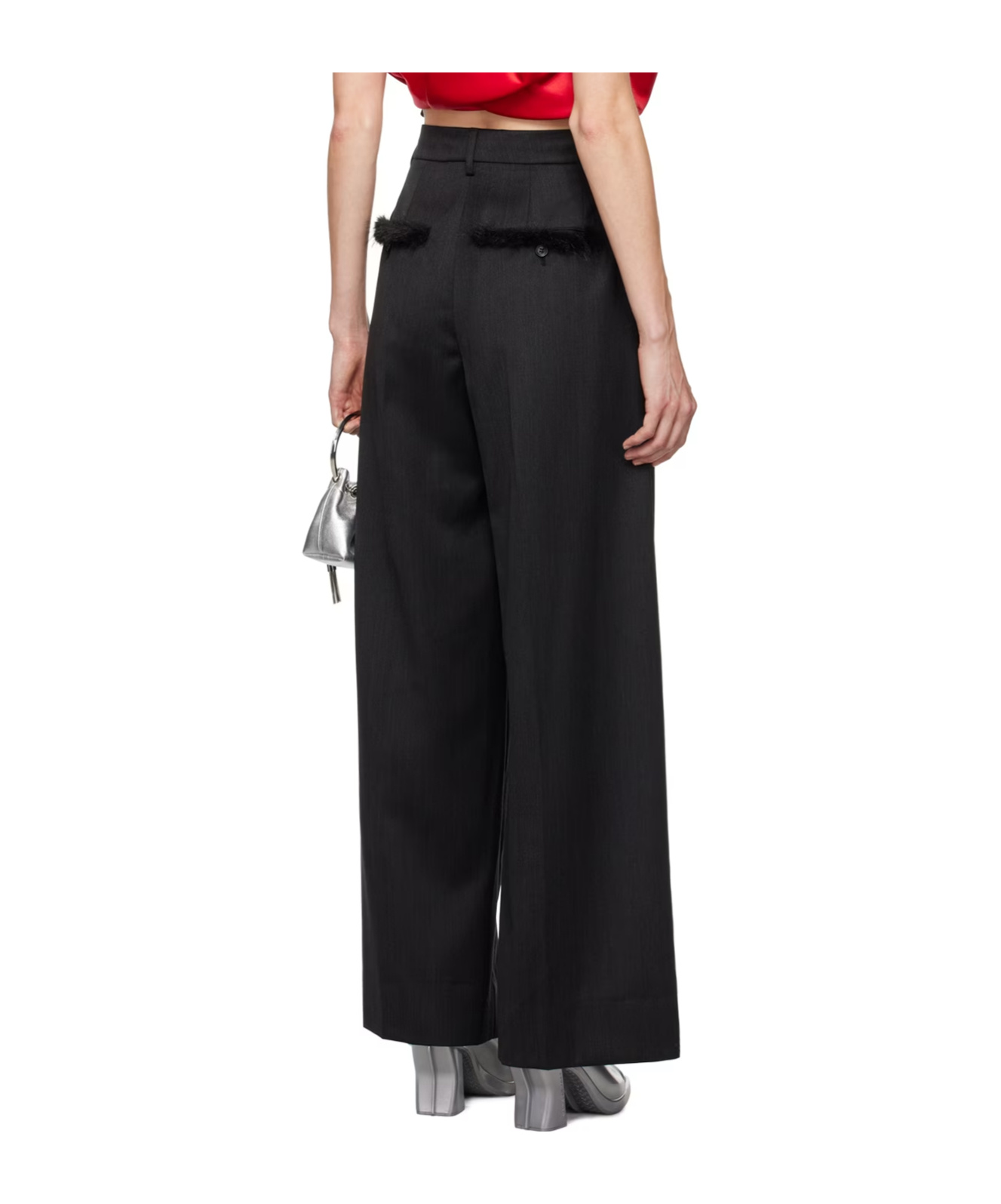 Shop Simone Rocha Furry Welt Pocket Casual Pants In Black