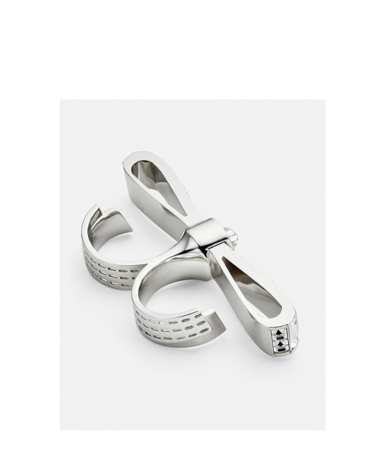 Versace Two-finger Ring In Gray