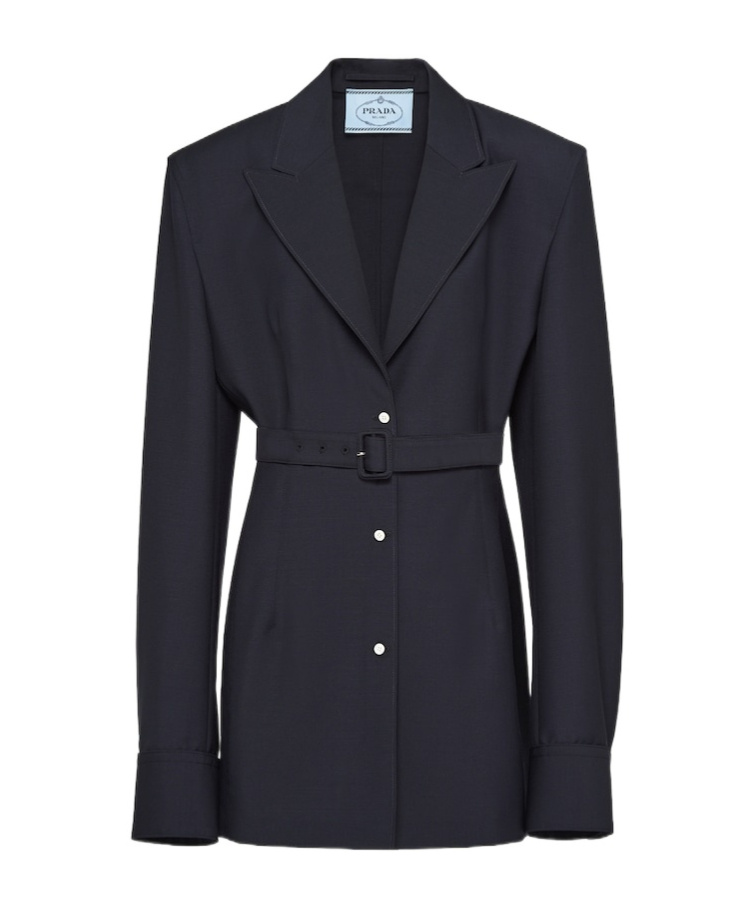 Prada Women Single-breasted Light Mohair Jacket In Blue