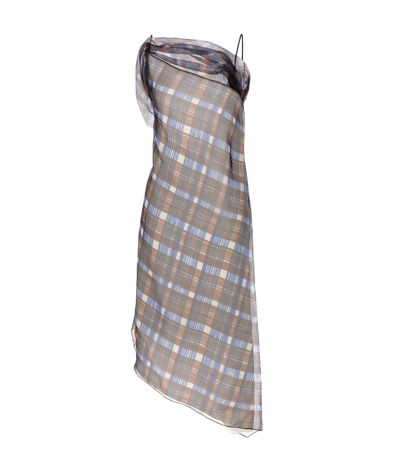 Ferragamo Multicolor Asymmetrical Dress In Gray
