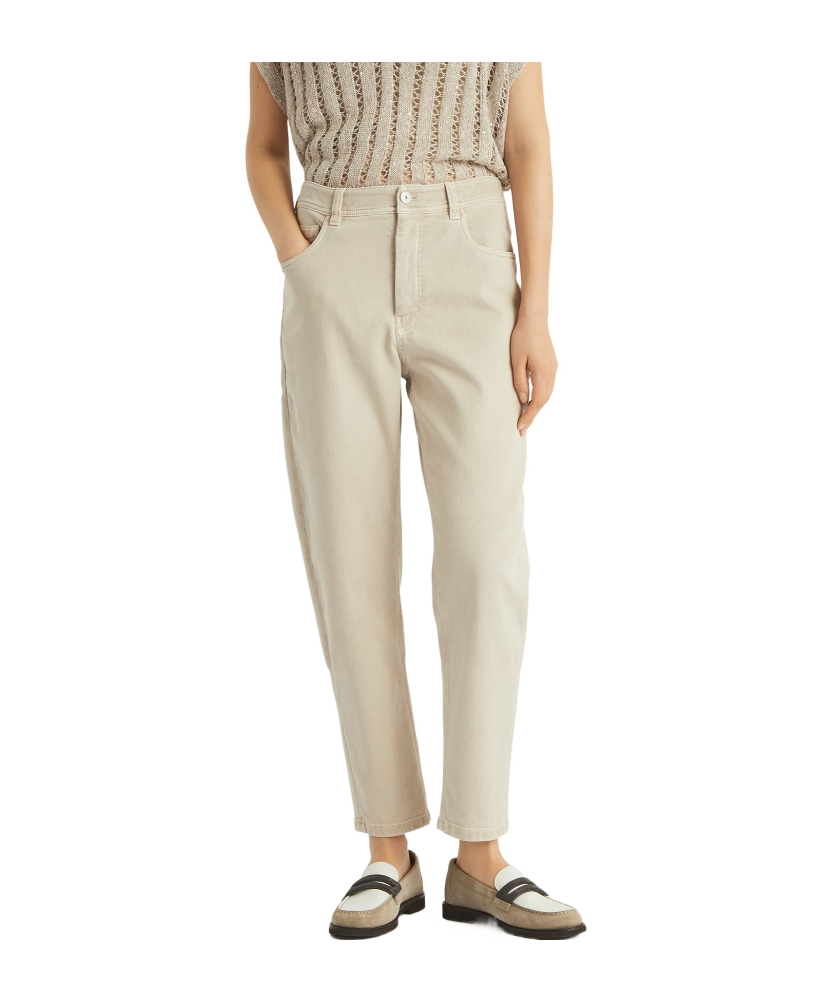 Brunello Cucinelli Tapered Jeans In Nude