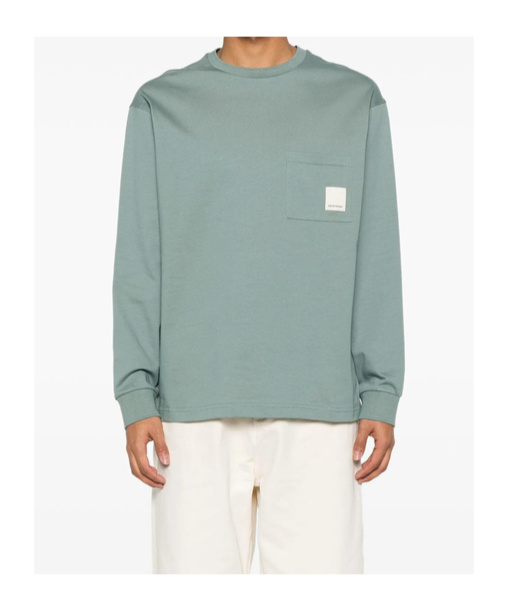 Emporio Armani Round Collar And Long-sleeved T-shirt In Gray