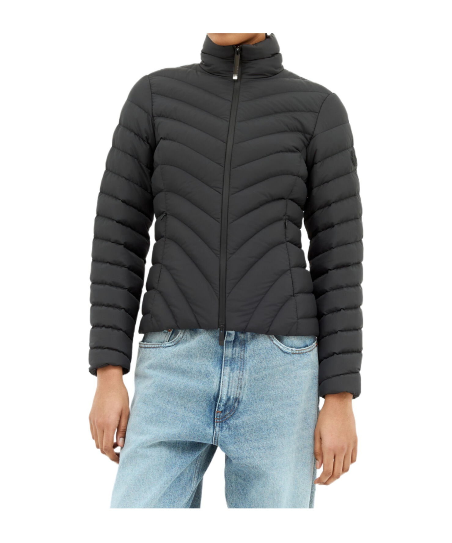 Moncler Long-sleeved Short Down Jacket In Black