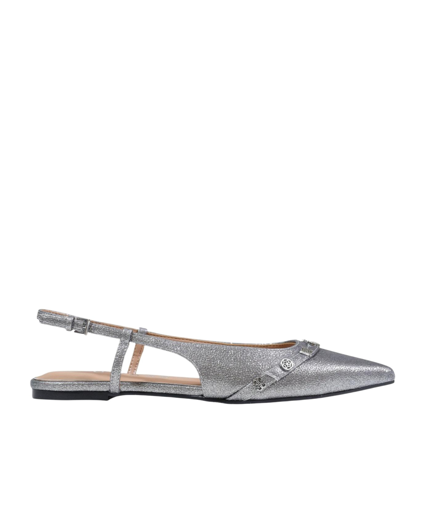 Guess Metallic-effect Slingback Ballet Flats In Gray