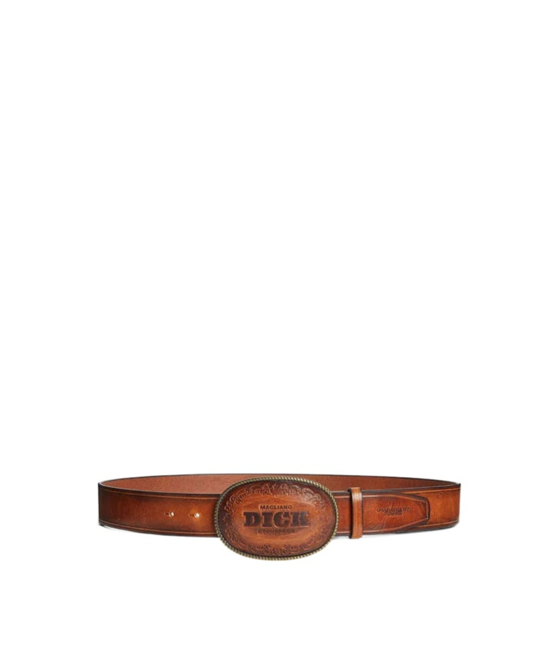 Dsquared2 Magliano X D2 Embossed Buckle Belt In Brown