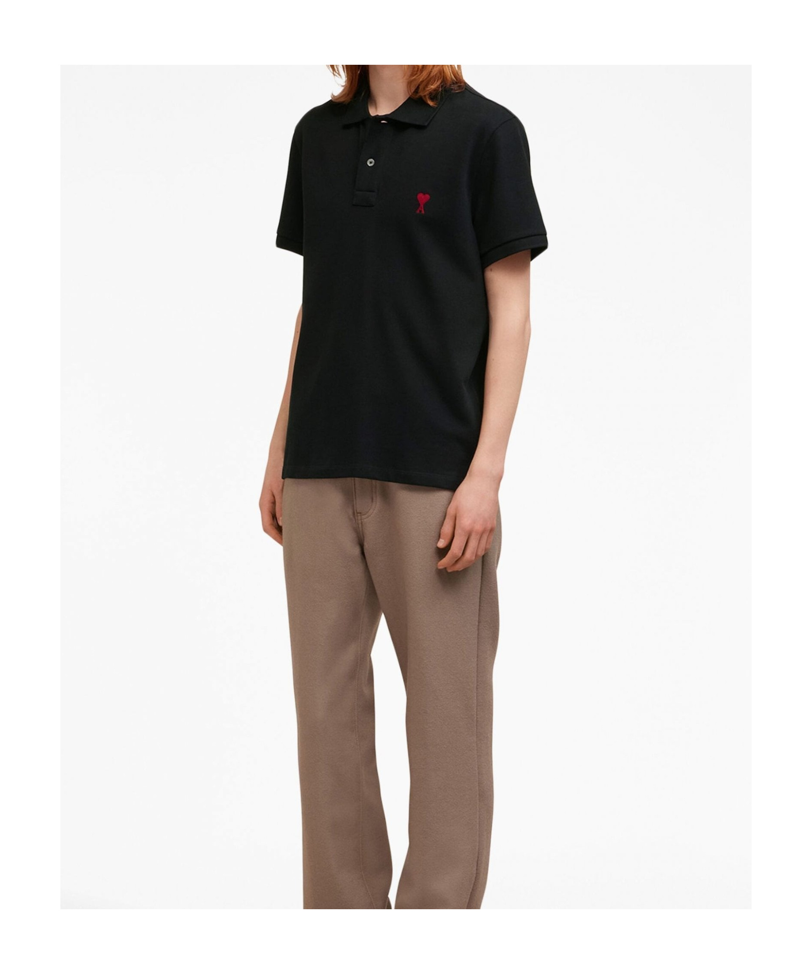Ami Alexandre Mattiussi Ami Paris Men Black T-shirt With Ami De Coeur Embroidery On The Front In Cotton Man