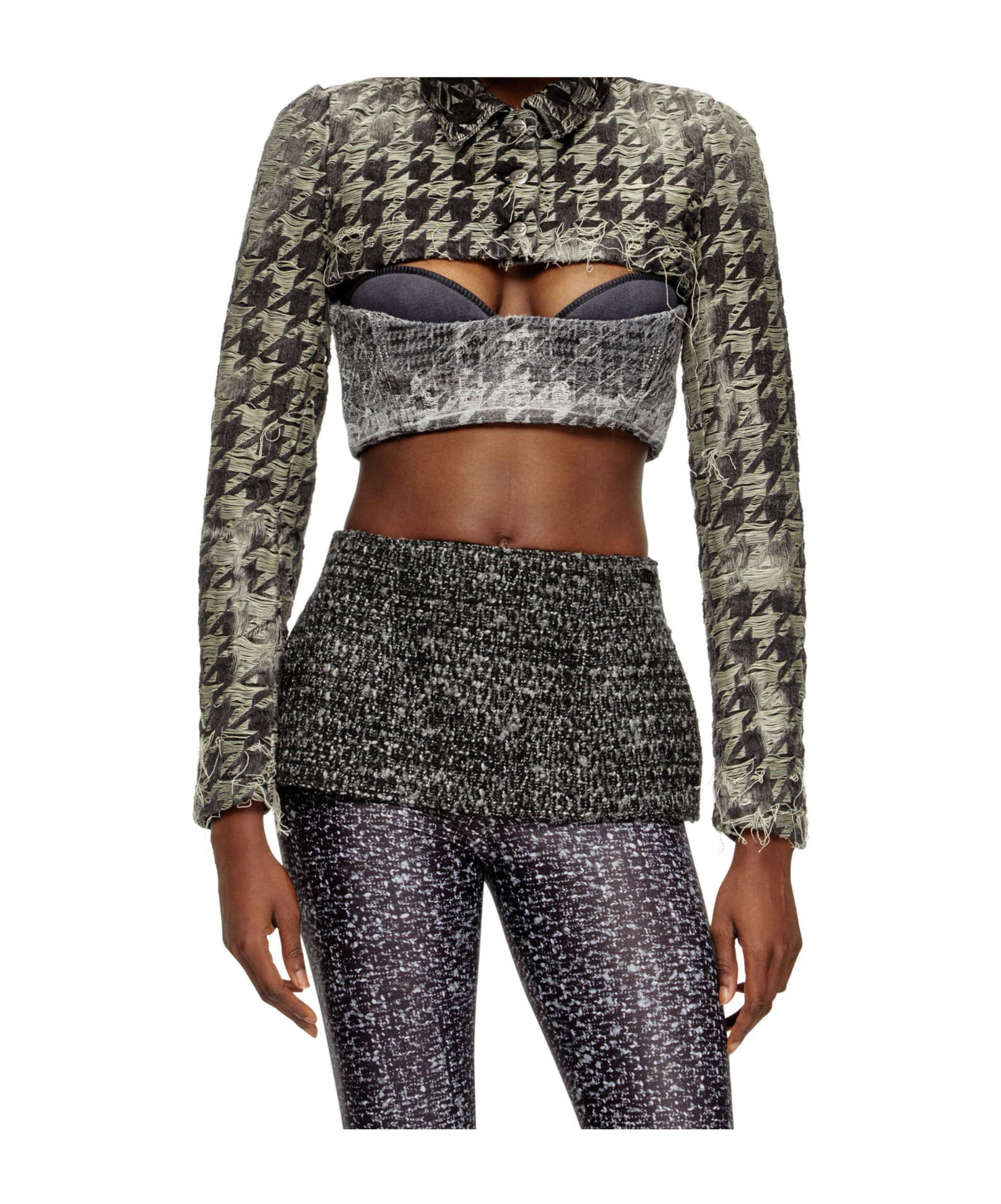 Diesel Shrug In Houndstooth-weave Denim In Multi