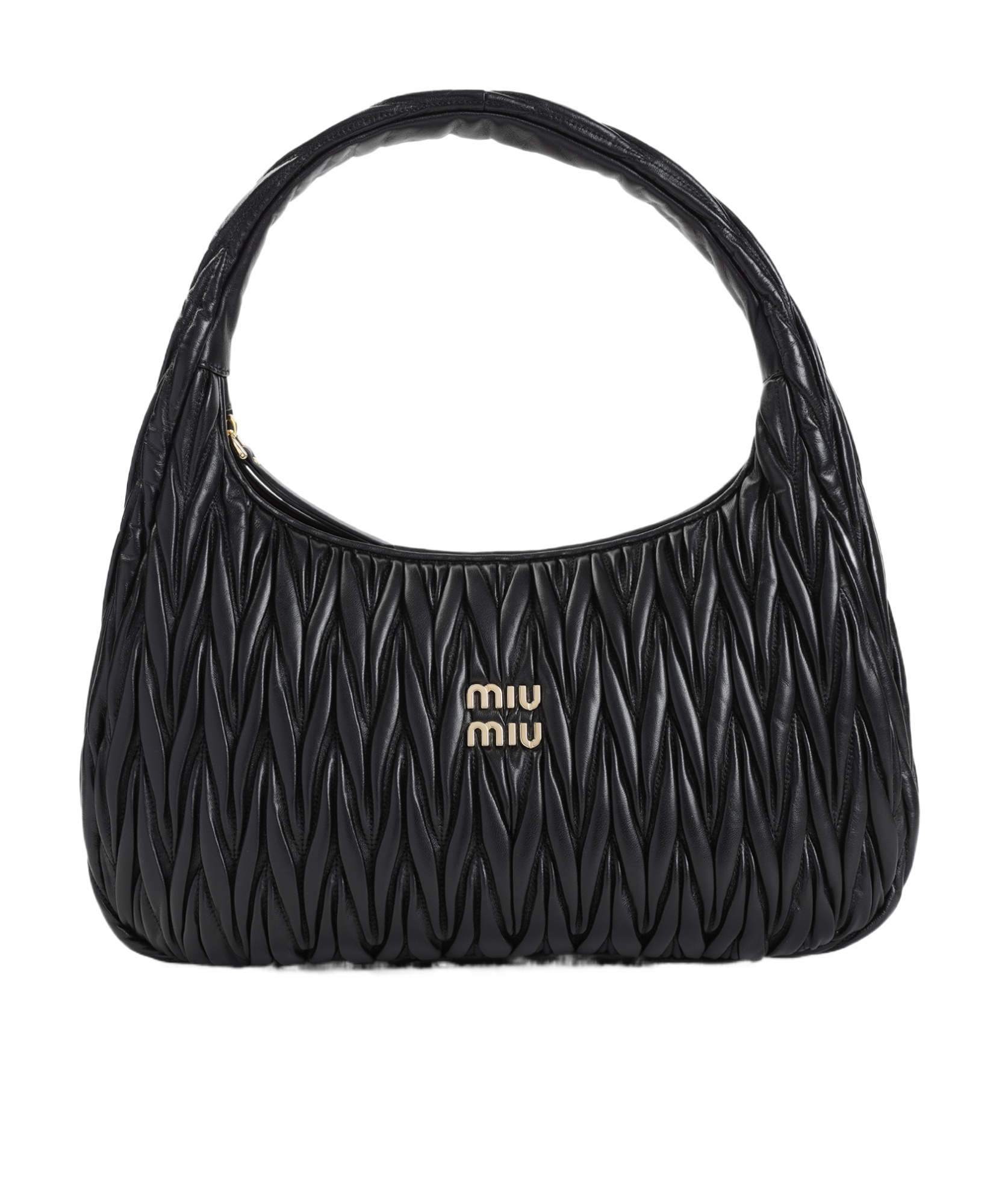Miu Miu Black Wander Matelasse Shoulder Bag In Black