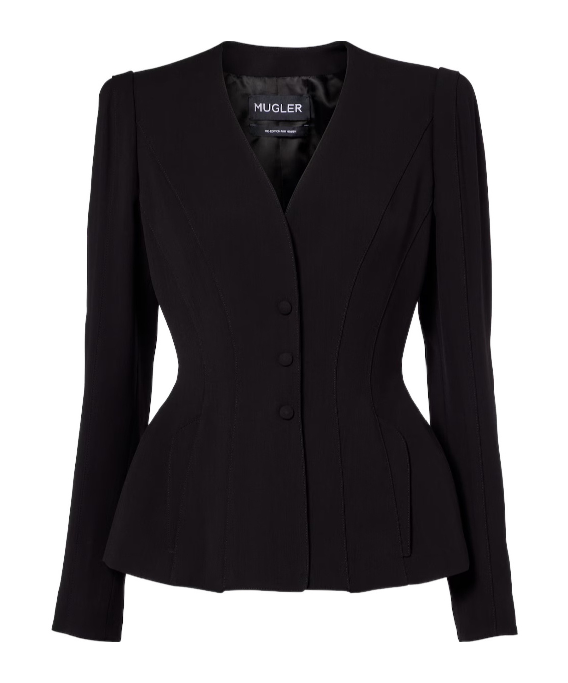 Mugler Re/edit Single-breasted Long Sleeve Suit Jacket In Black