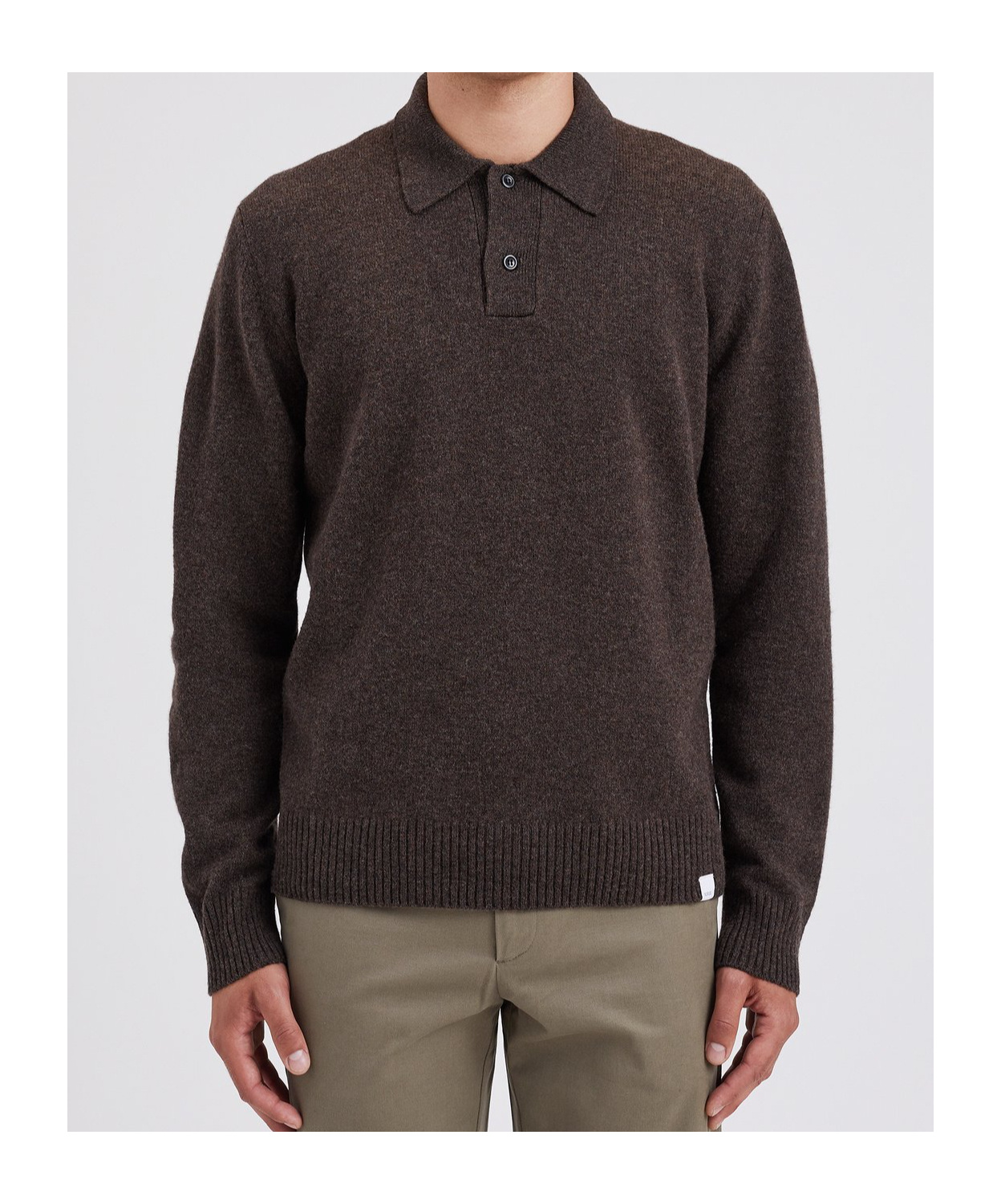 Norse Projects Long-sleeved Wool Polo Shirt In Black