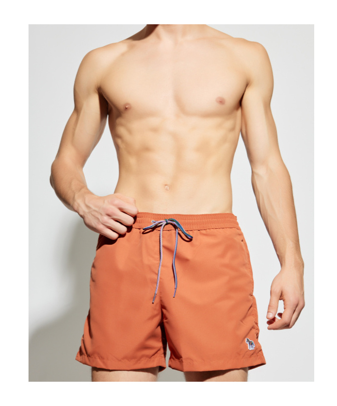 Paul Smith Rust Orange Zebra Logo Swim Shorts In Orange