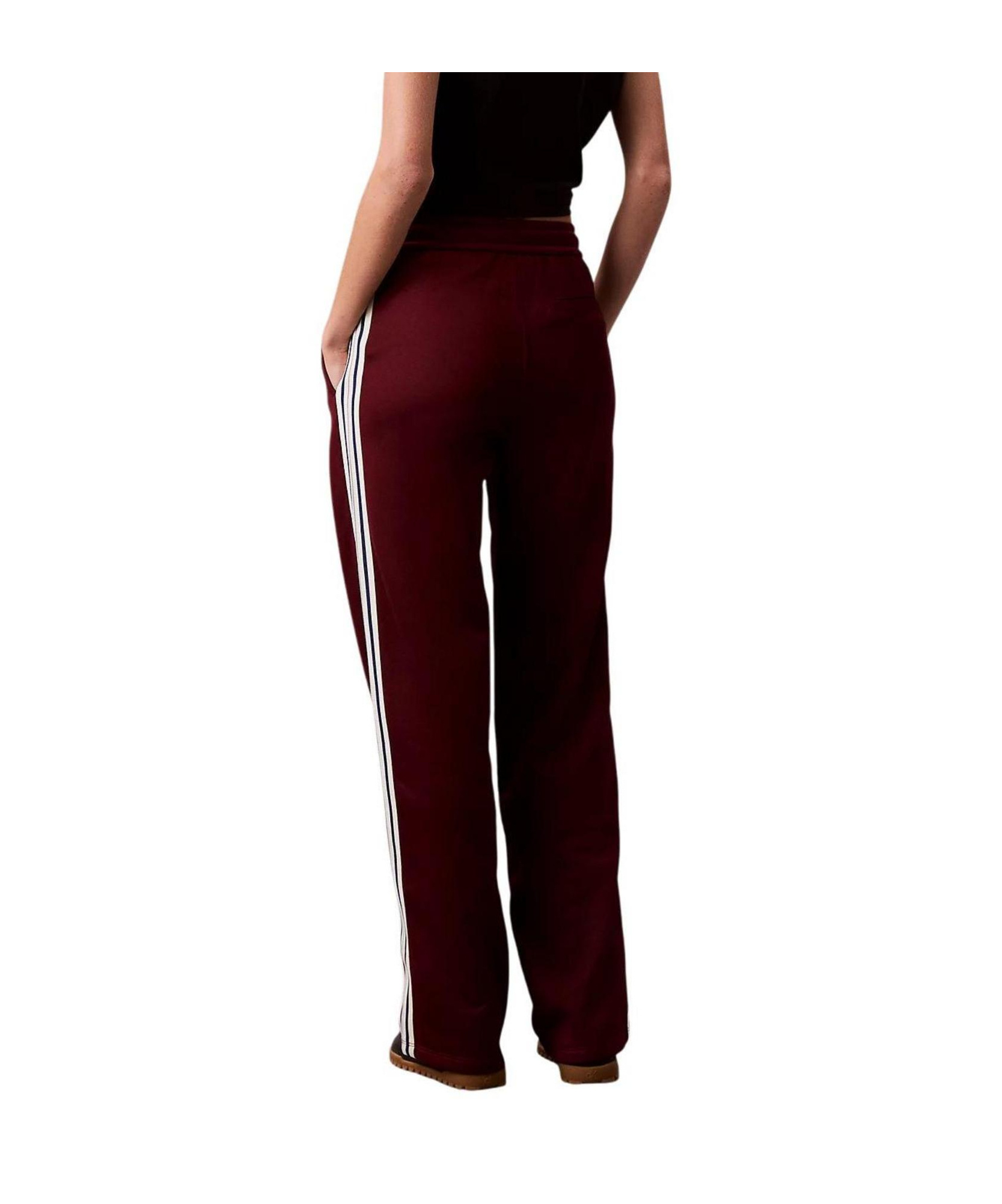 Calvin Klein Jeans Est.1978 High Shine French Terry Track Pants In Burgundy