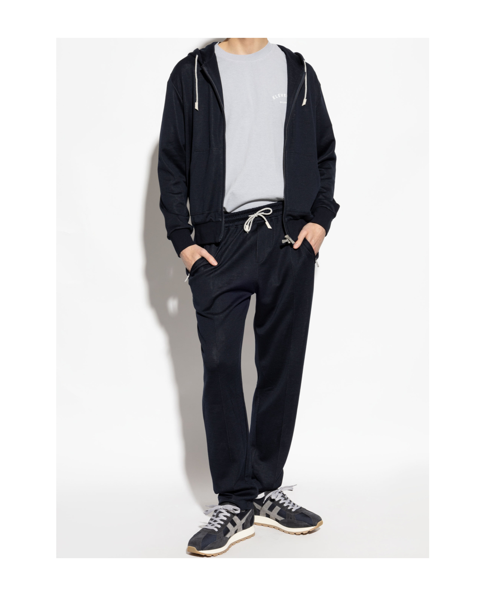 Eleventy Pressed-crease Trousers In Black