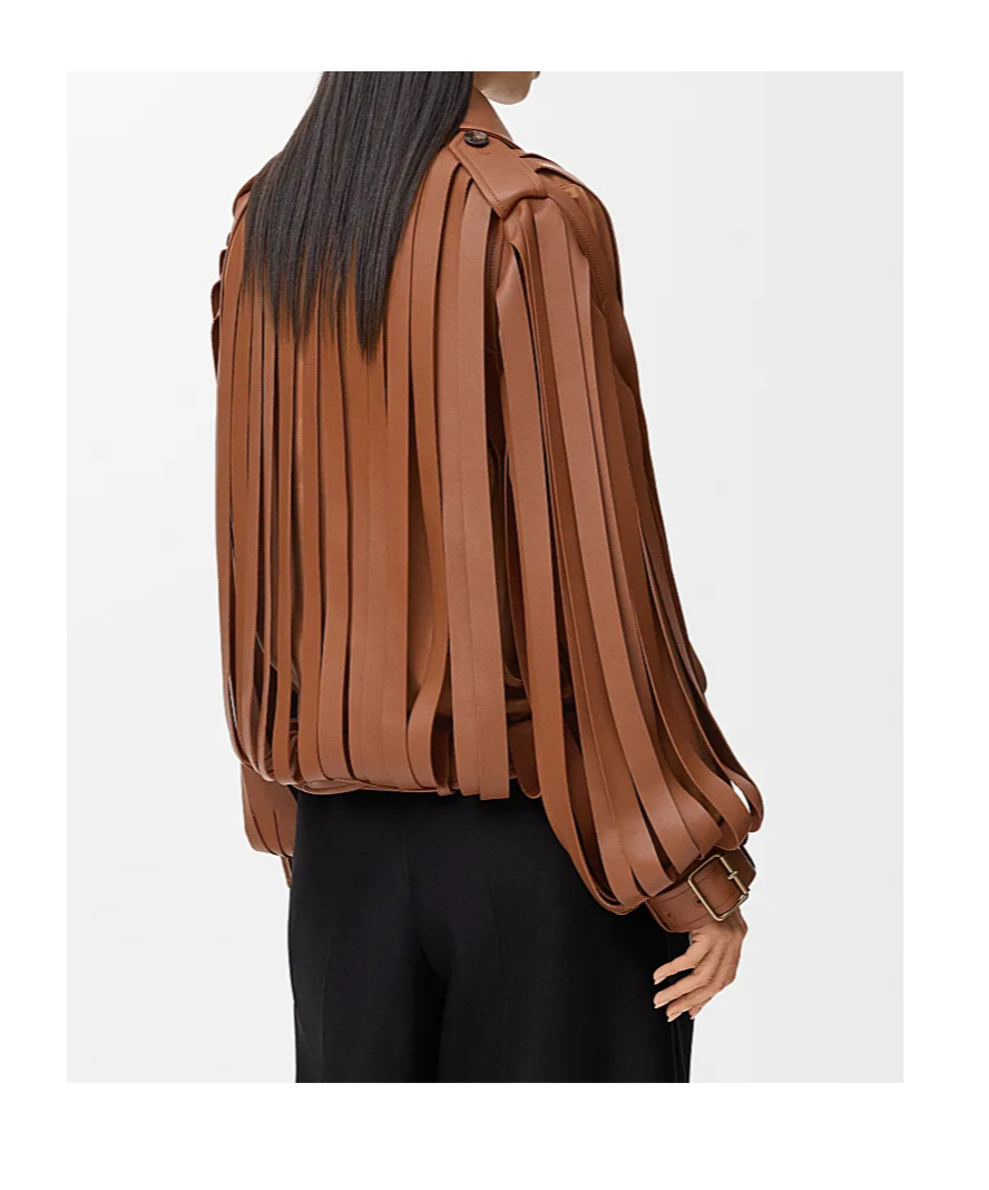 Loewe Long-sleeved Leather Jacket In Brown