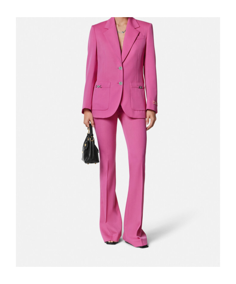 Versace Underwater Barocco Wool Boxy Blazer In Pink
