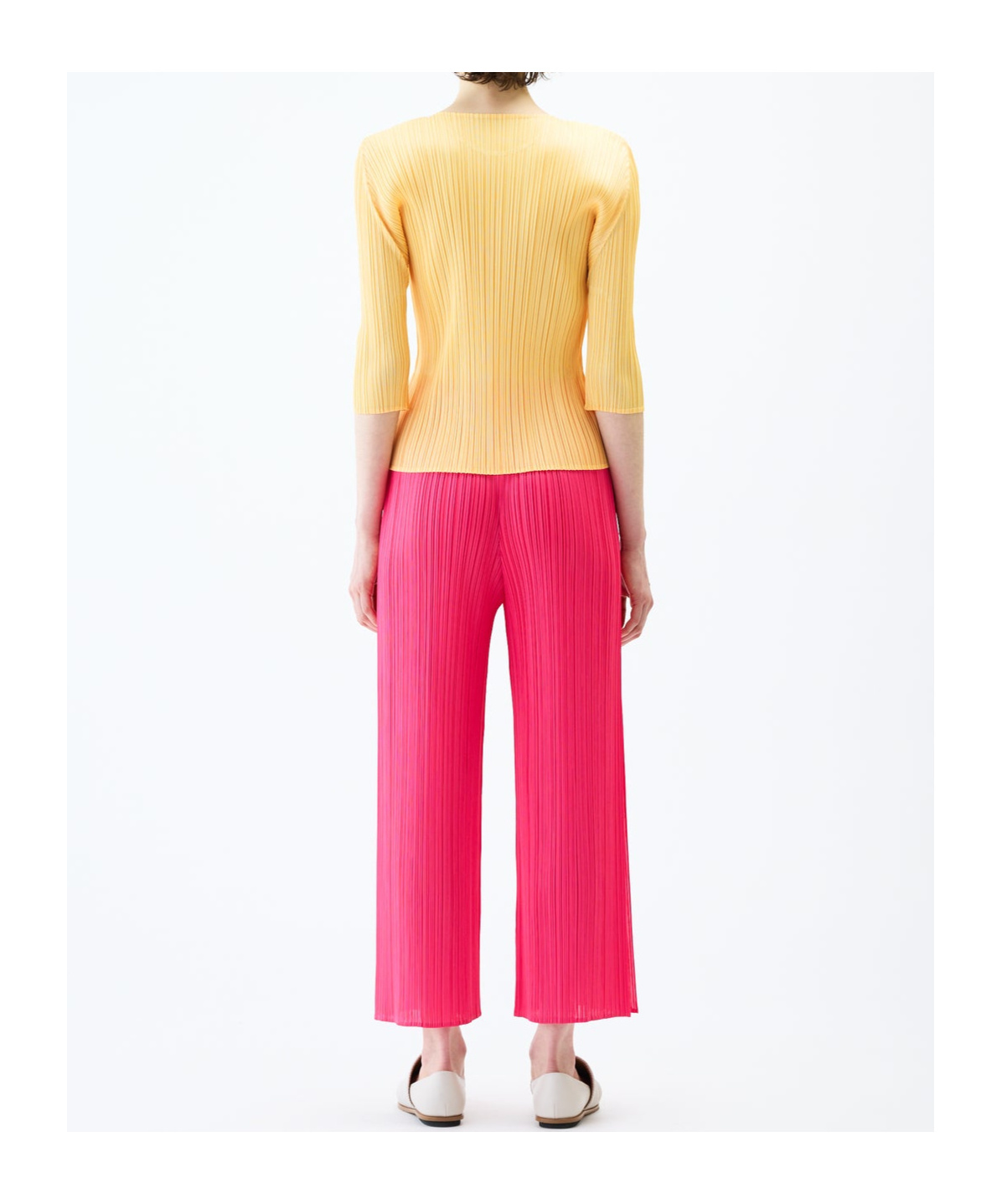 Issey Miyake Pleated Top In Apricot