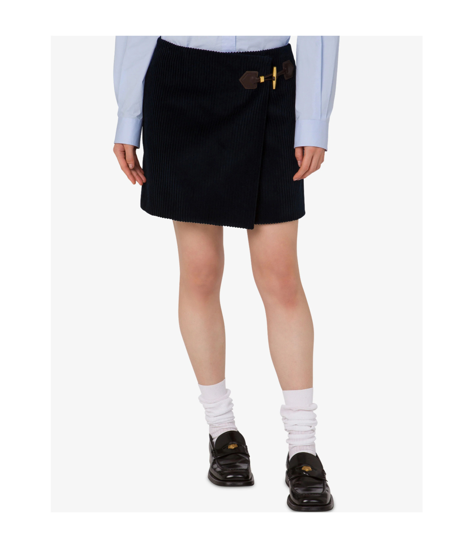 Moschino Buckle-wrap Mini Skirt In Blue
