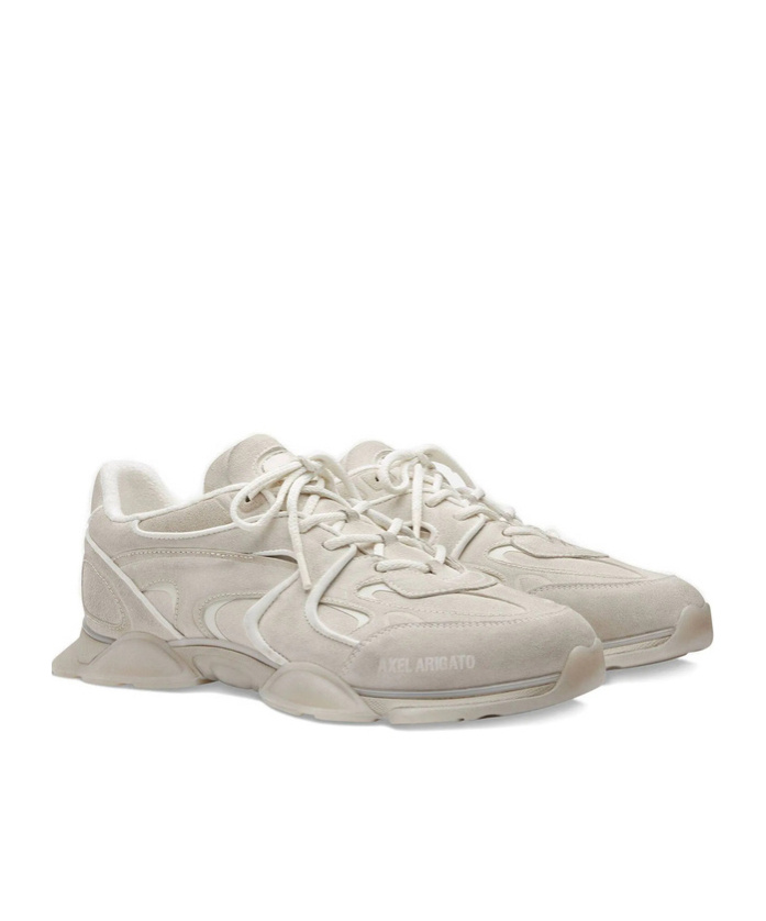 Axel Arigato Eris White Sneaker With Side Logo Lettering And Panel Design In Suede Man In Neutral