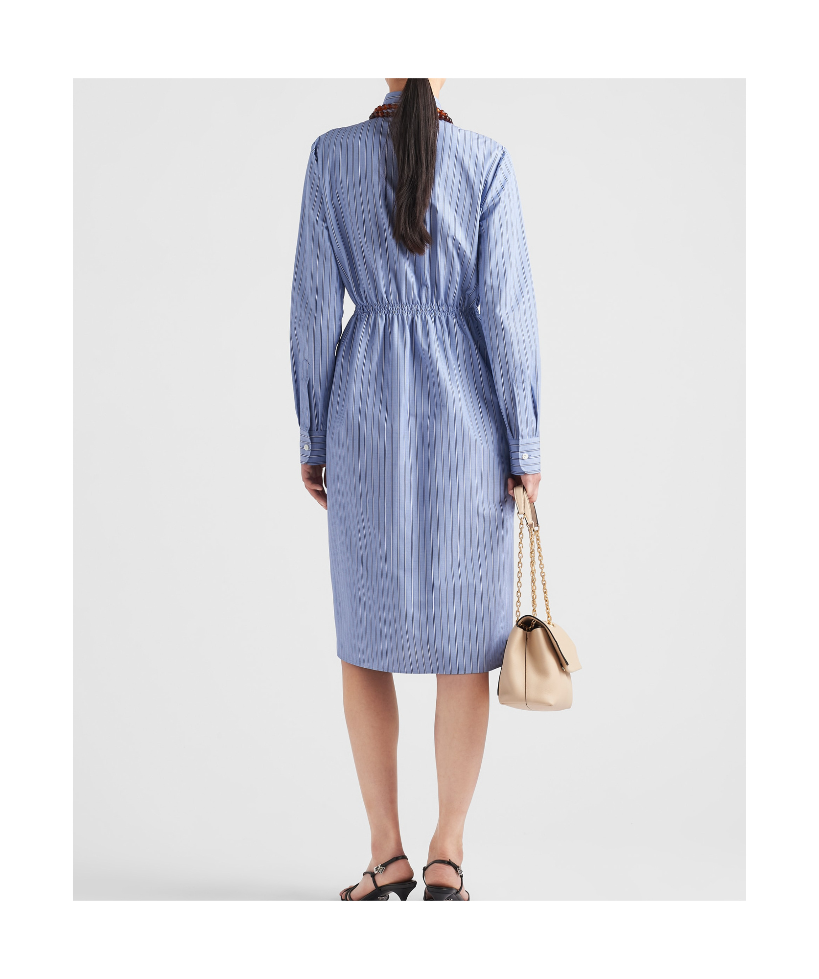 Prada Striped Chambray Shirtdress In Blue