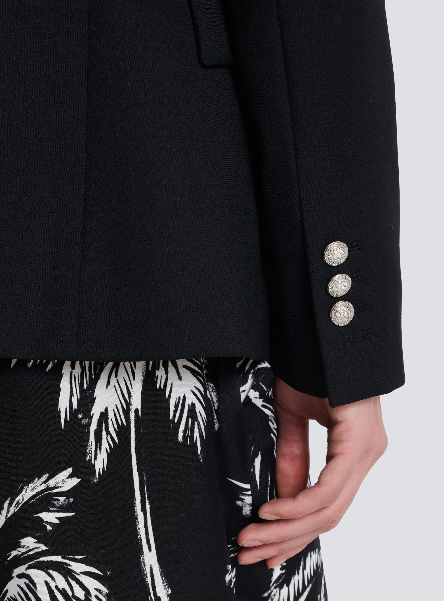 Balmain Wool Button-detail Blazer In Black