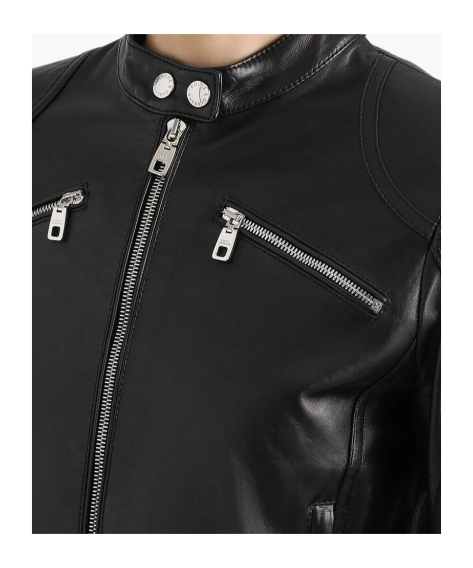 Dolce & Gabbana Biker-style Leather Jacket In Black