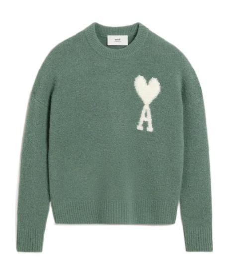 Shop Ami Alexandre Mattiussi Logo Knitted Sweater In Green
