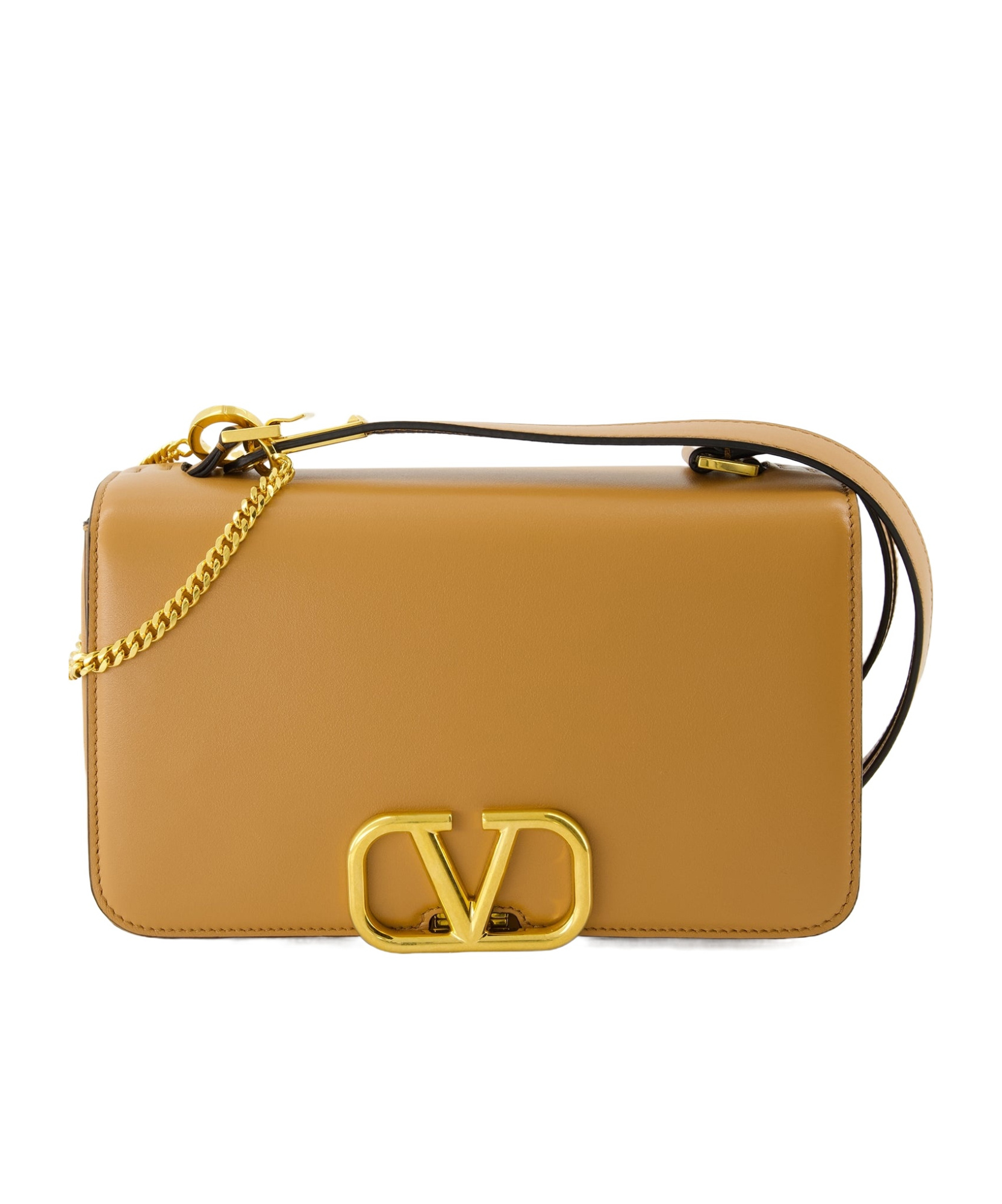 Valentino Vlogo Signature Foldover Top Shoulder Bag In Brown