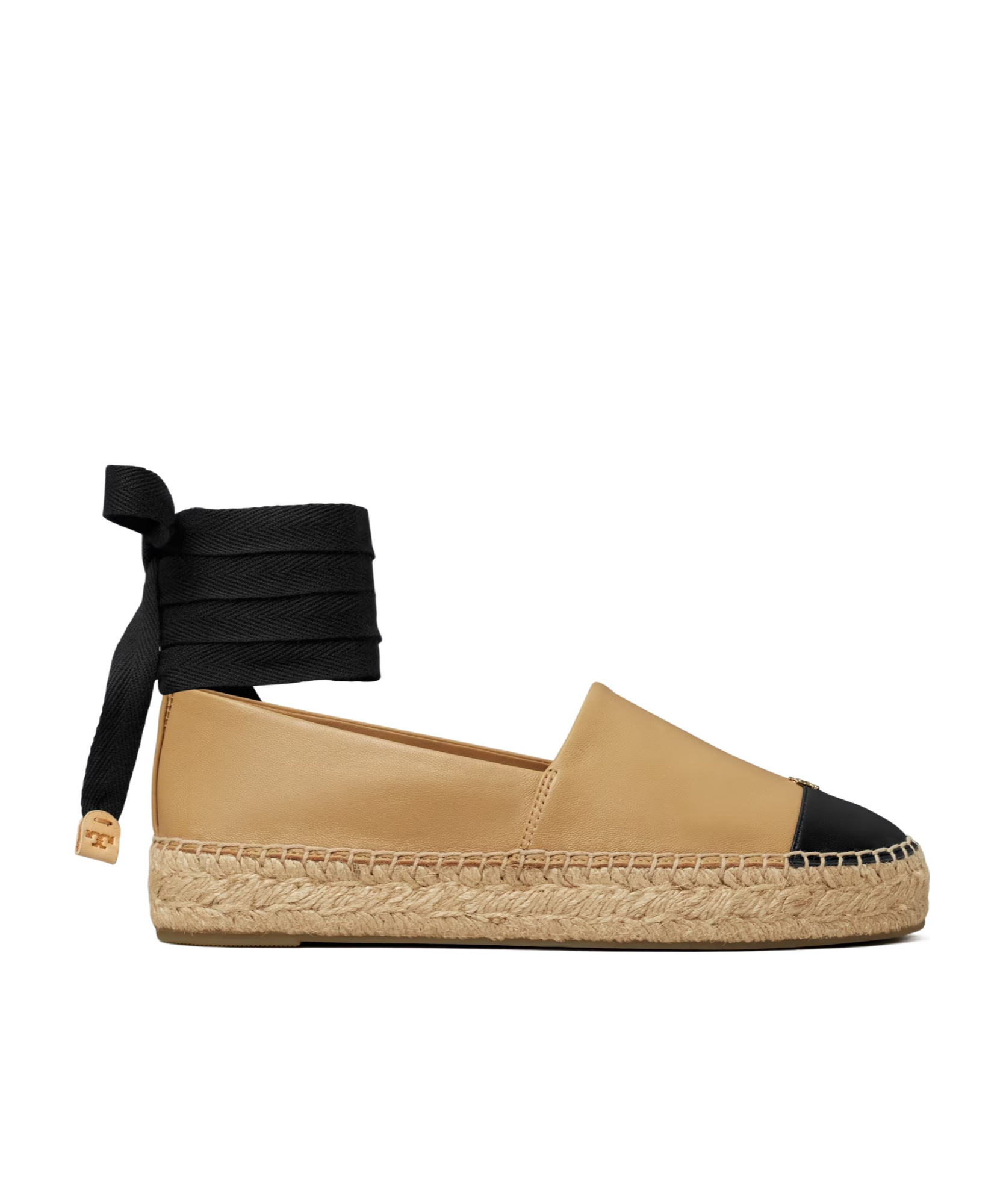 Tory Burch Ankle Wrap Cap Toe Platform Espadrille In Brown