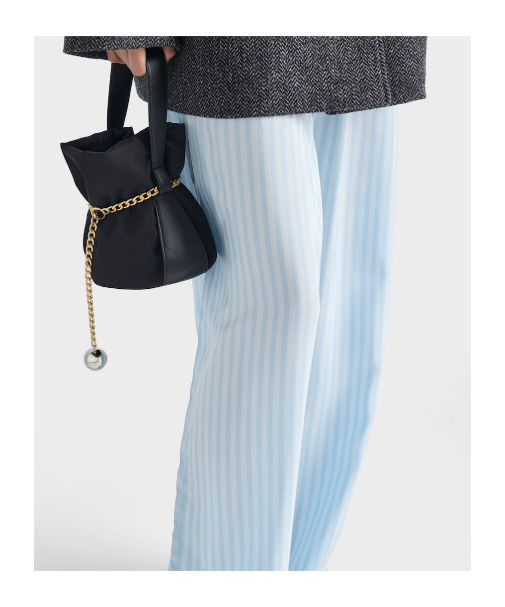 Prada Striped Silk Trousers In Blue