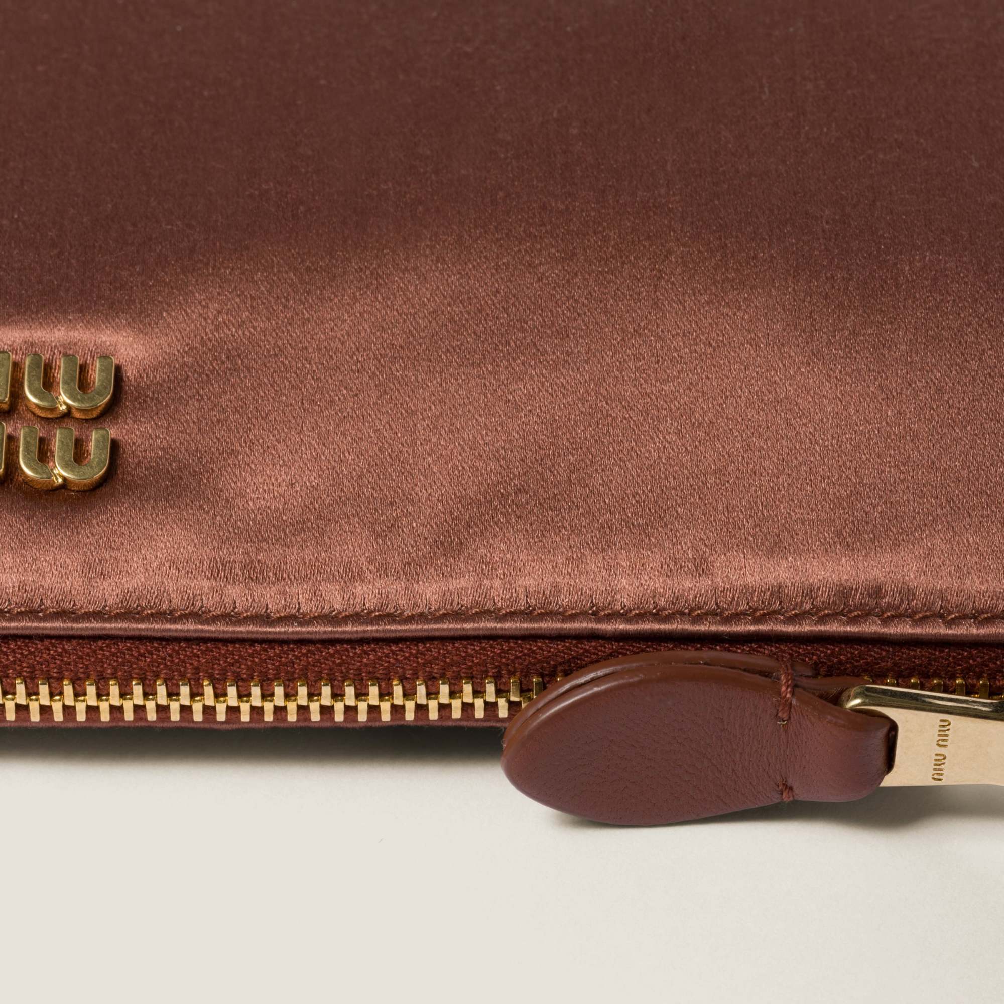 Miu Miu Satin Mini Handbag In Brown