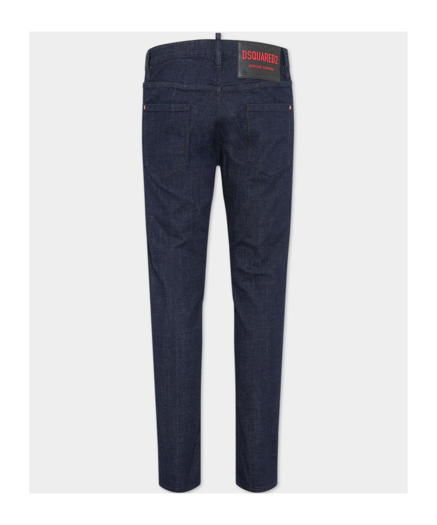 Dsquared2 Blue Jeans With Contrast Stitching And Logo Patch On The Back In Denim Man In Black