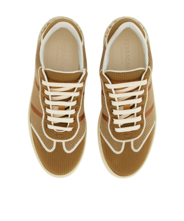 Ferragamo Logo-embroidered Low-top Sneakers In Brown