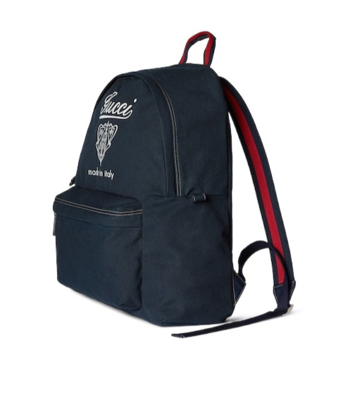 Gucci Medium Printed Canvas Backpack In Dark Blue