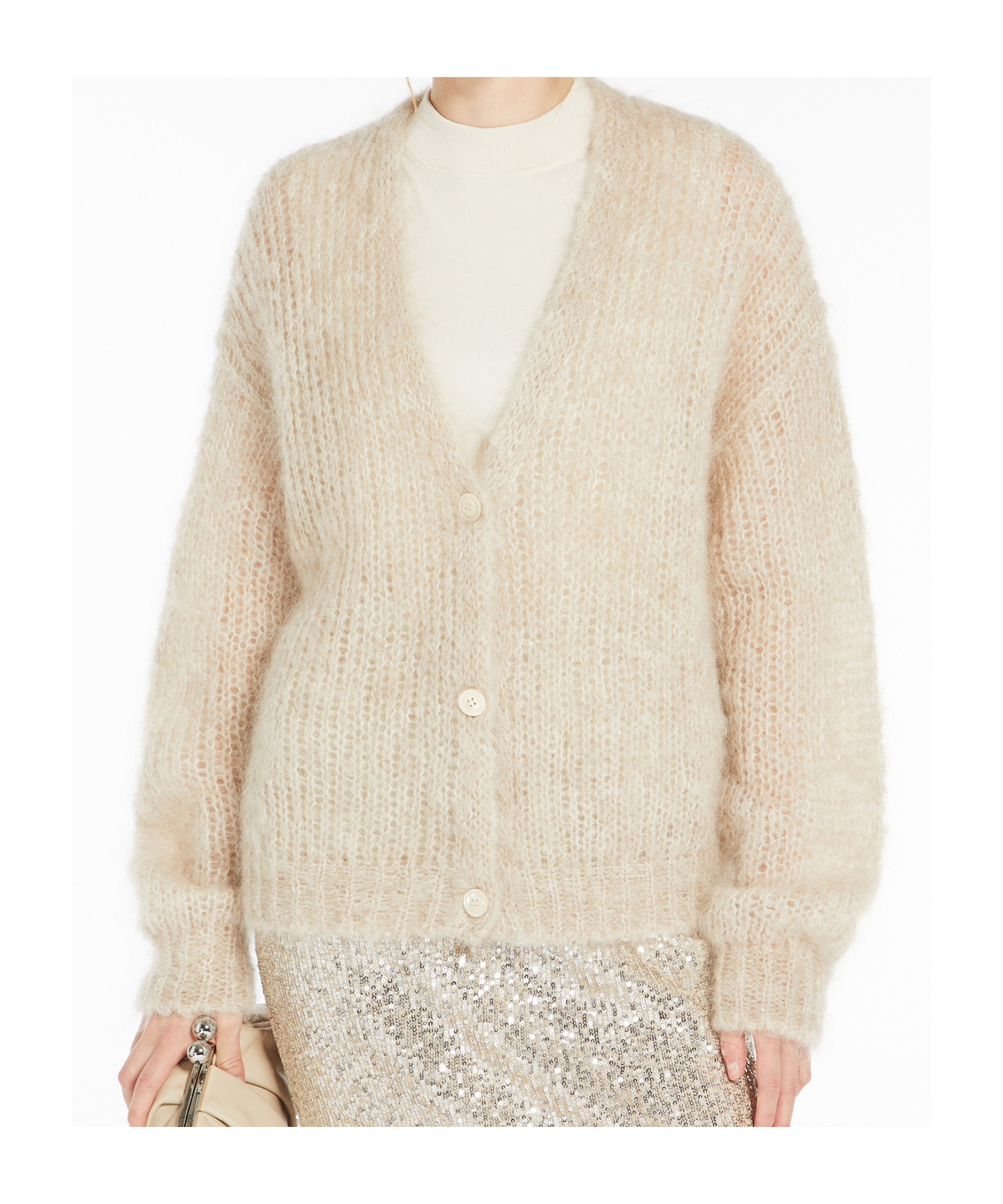 Weekend Max Mara Mohair Cardigan In Nude
