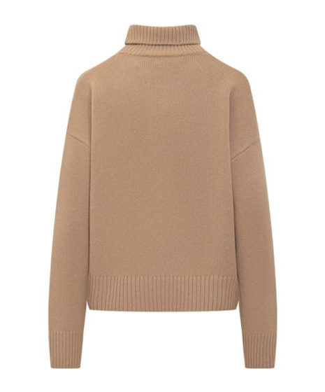 Ami Alexandre Mattiussi Ami Paris Logo Embroidered Turtleneck Jumper In Nude