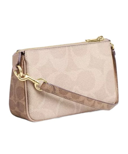 Coach Nolita 19 In Blocked Signature Canvas In Gold/sand/tan