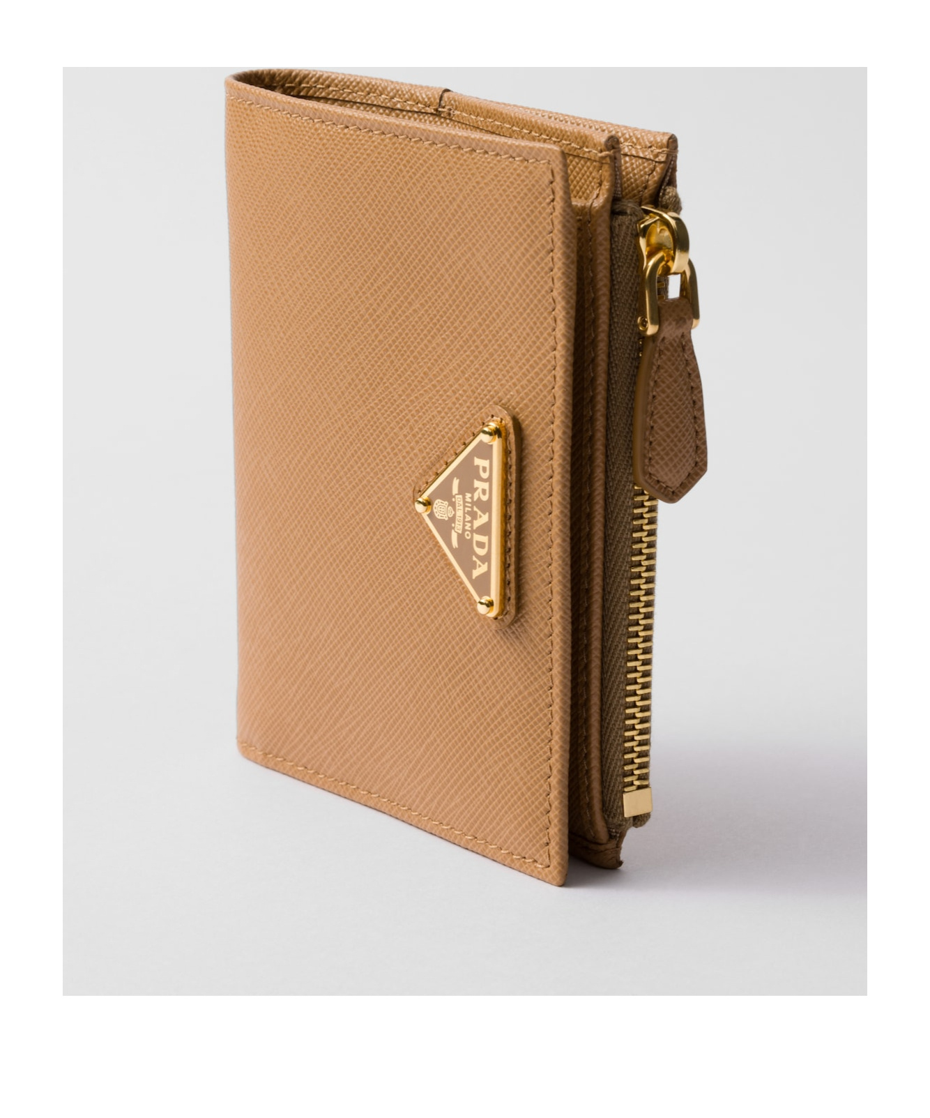 Prada Small Saffiano Leather Wallet In Nude