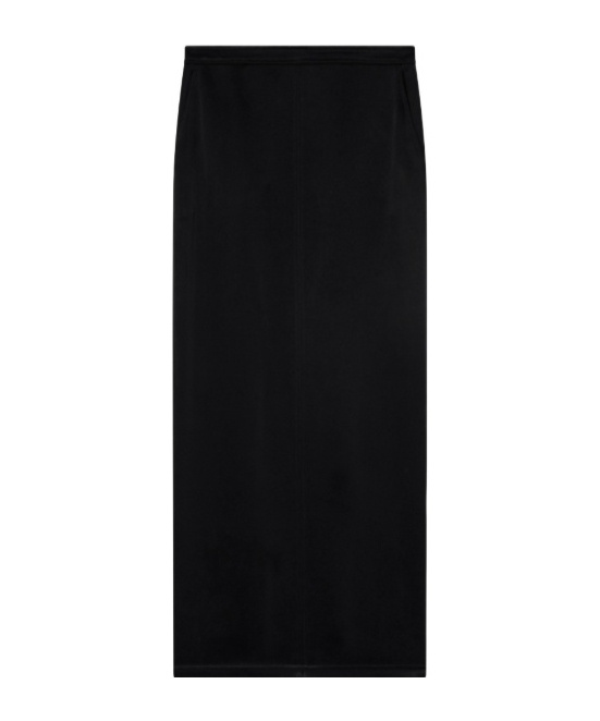 Pinko Long Satin Skirt With Rear Slit In Black