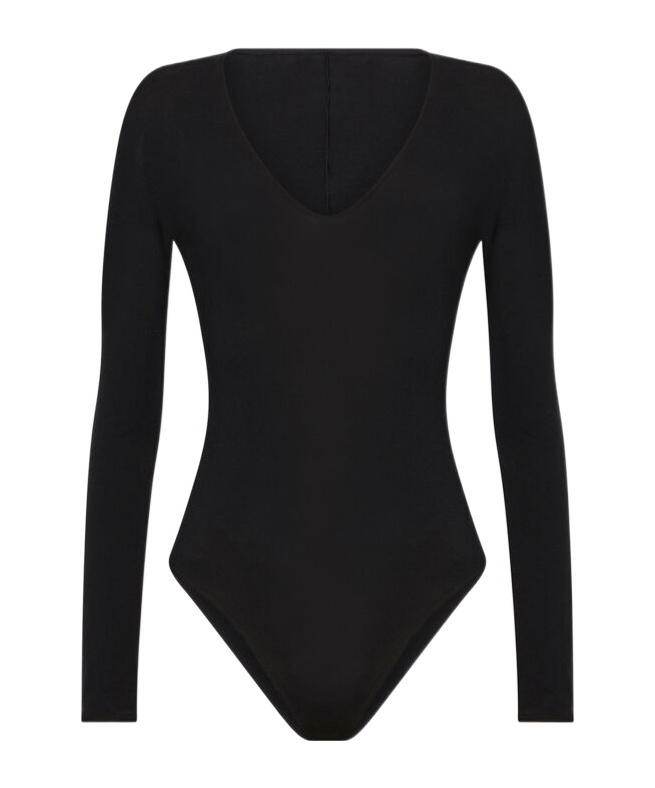 Wolford Vermont Jersey Thong Bodysuit In Black