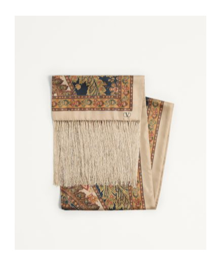 Valentino Paisley-print Silk Scarf In Nude