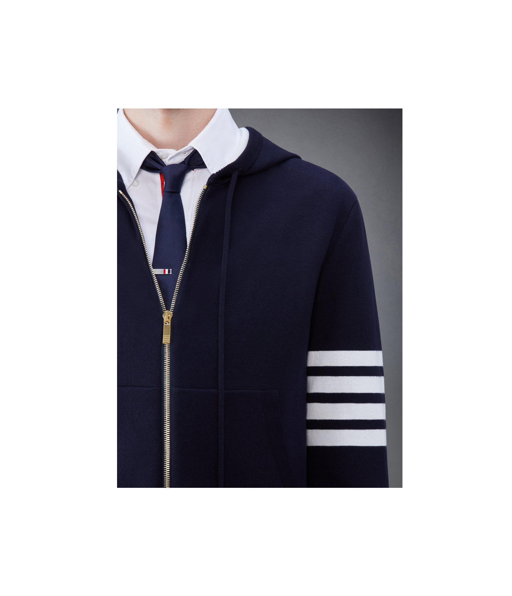 Thom Browne Fish Icon-intarsia Zip Hoodie In Black