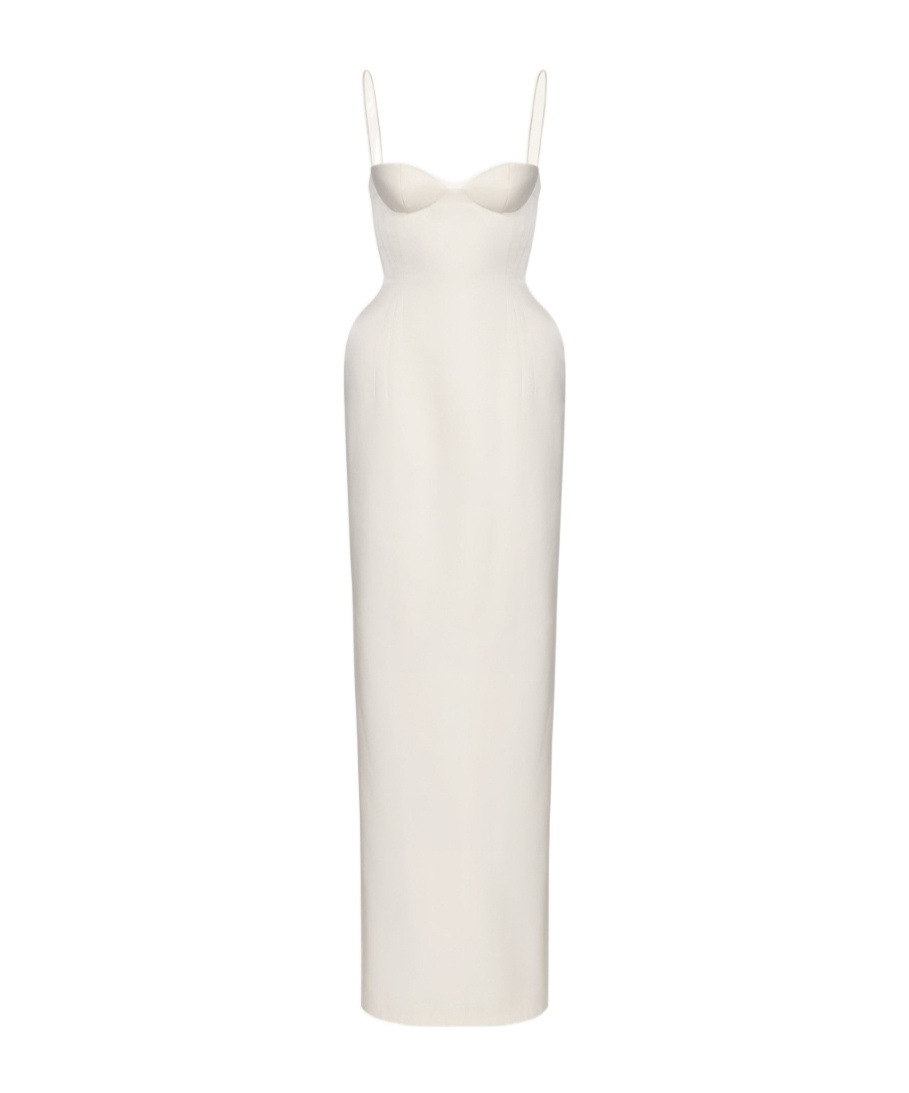 Magda Butrym Sweetheart Silk Hourglass Maxi Dress In Cream In White