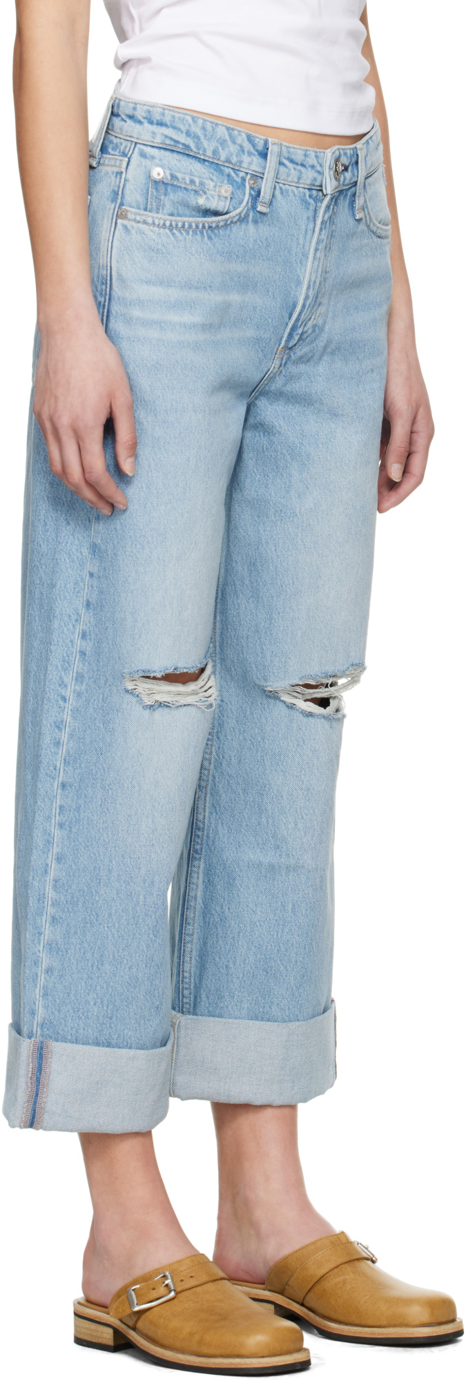 Rag & Bone Blue Logan Mid-rise Jeans In Blue