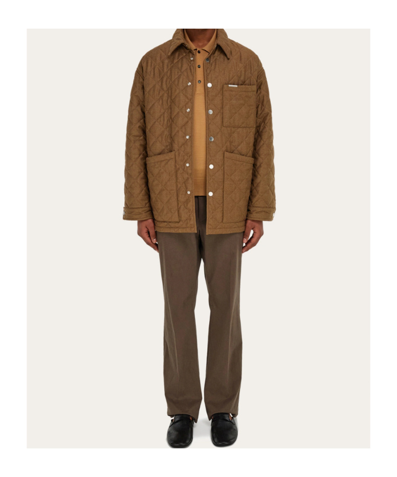 Ferragamo Quilted Jacket In Brown