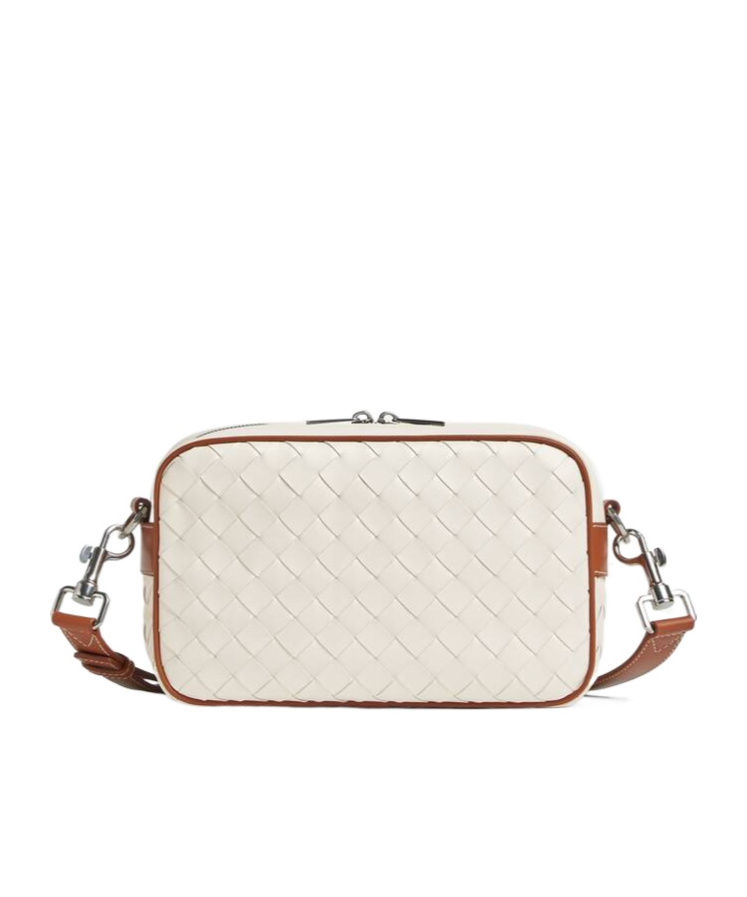Bottega Veneta Small Woven Camera Bag In White